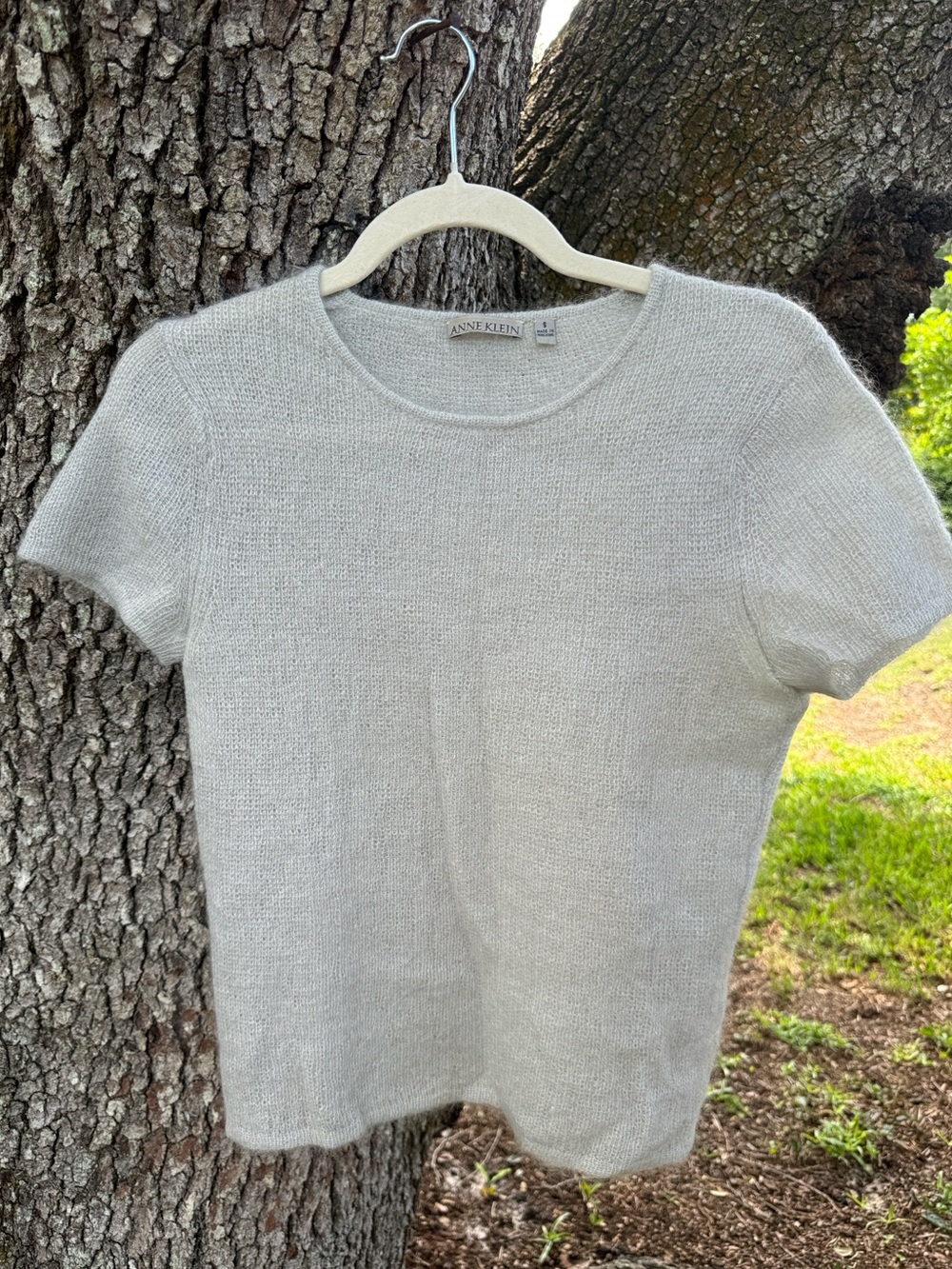 Vintage 70s .64%Mohair Anne Klein Rare gray neutral sweater.Made in Hong Kong.S